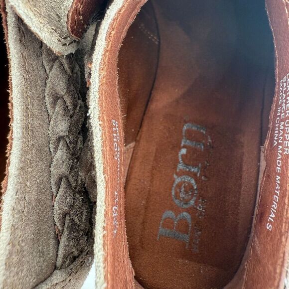 Born Womens Sylvia Boot Size 6.5 Brown Suede Distressed Braid Strap Boho Bootie - Picture 12 of 16